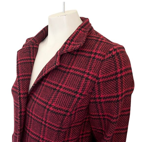 NEW TALBOTS Wool Blend 3 Button Patch Pocket Plaid Blazer in Red & Black SZ 16 - Picture 5 of 12